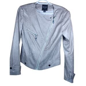 Insight New York Metallic Vegan Leather Moto Jacket Size 4 Biker Night Out Edgy